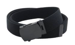 Canvas Web Belt Military Style with Black Buckle and Tip 56" Long Many Colors, Black, One Size