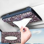 eing Car Sun Visor Tissue Box Holder Bling Crystal Napkin Box PU Leather Backseat Tissue Case Car Accessories for Women, 1 - Pack Purple