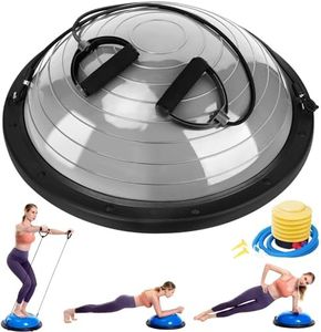 Zeatly Half Balance Ball Trainer, Half Yoga Exercise Ball with Resistance Bands and Foot Pump, Balance Trainer for Stability Training, Strength Exercise Fitness, Home Gym Workout Equipment, Grey