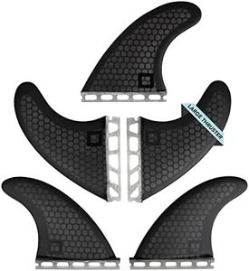 Surf Squared Honeycomb Fiberglass Surfboard Fins (Set of 5) Large Fins for Twin, Thruster, or Quad Setup – High Performance, Futures Single Tab Compatible