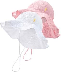 Baby Sun Hat Toddler Girl Beach Hat Adjustable Outdoor Summer Hat UPF 50+ Sun Protection Wide Brim Infant Kids (US, Age, 2 Years, 5 Years, Pink/White)