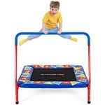 Goplus 36” Square Toddler Trampoline, 330LBS Load Mini Kids Trampoline W/Foam Covered Handle & Safety Padded Cover, Indoor Outdoor Fitness Rebounder with Quick Installation