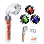 HJRUIUA LED Shower Head Ionic Filtration, Handheld High Pressure Spa Shower Head, 3 Colors Changing as the Water Temperature Changes, Negative Ion Double Filter Saving Water Showerhead