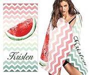 SearchI Personalized Beach Towel,Lightweight,Quick Dry&Sand Free Custom Name Bath Towel,Microfiber Towels Custom Gifts with Name for Travel Beach Pool Towel Blanket for Kids(Watermelon,76x152cm)