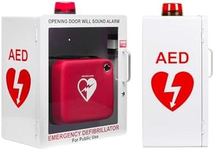 AED Defibrillator Wall Mount Cabinet | Optional Alarm & Lock | Durable Steel Frame | Fits All Brands of AED's for Public Spaces or Home (White)