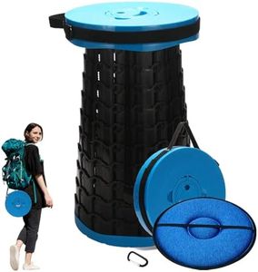 Spisces 19.7” Heavy Duty Collapsible Stool with Cushion - Portable, Foldable Camping Stool for Adults, Max Capacity 1000lbs (Blue)
