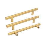 goldenwarm Gold Cabinet Handles Drawer Pulls 5 in - Kitchen Drawer Handles Brushed Brass Cabinet Pulls Cupoard Door Handles Kitchen Cabinet Hardware of 5 Pack