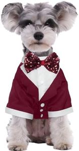 Kuoser Dog Tuxedo,Dog Wedding Suit with Bow Tie Formal Dogs Tux Pet Wedding Party Birthday Costume,Doggy Valentines Christmas Halloween Graduation Outfit Cosplay for Small Medium Large Dogs,Red 3XL