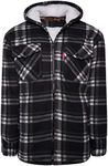 Shop Online Men's Padded Check Shirt Fur Lumberjack Collared Quilted Jacket Warm Thermal Casual Workwear Top Fleece Lumber Jack Padded Shirts (Black/Hooded, 2XL)