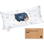 Toddler Pillow with Pillowcase - 10x18 My Little Dreamy Kids Travel Bed Pillows for Sleeping, Organic Cotton Small Pillowcase, Soft & Breathable, Machine Washable, Toddlers 2-5 Years Old (Slumber)