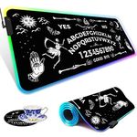 RGB Gaming Mouse Pad Large Mouse Pad Desk Mat Led Mouse Pad Light-up Mouse Pad, Large Keyboard Pad, Optical Waterproof Non-Slip, Great for Gamers, Ouija Board Pattern