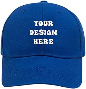 Casquette de baseball réglable unisexe avec logo et inscription imprimés personnalisables et couleur unie, bleu royal, Taille M