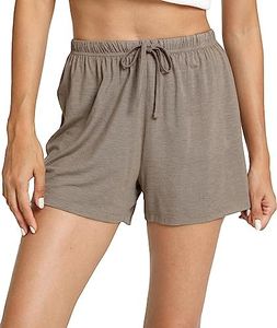 GYS Pajama Shorts for Women - Viscose Made from Bamboo, Soft Sleep Shorts Stretchy Sleepwear Casual Pj Bottoms, Camel, X-Large