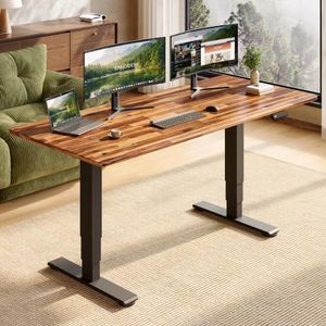 SANODESK Large Solid Wood Standing Desk Dual Motor 72"x29.9" Natural/Black