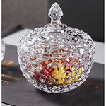 bellemax Premium Glass Candy Dish with Lid, Crystal Candy Jar, Cookie Jar, Decorative Candy Bowl, Jewelry Dish, Covered Candy Jars for Buffet, Kitchen, Home, Office Desk (Linging - A)