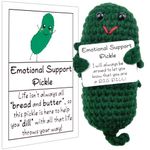 Pipihome Emotional Support Pickle, Good Luck Gifts Positive Pickle, Emotional Support Crochet Worry Dolls, for Her Him, Weird Gifts Pocket Hug with Positive Affirmation Cards