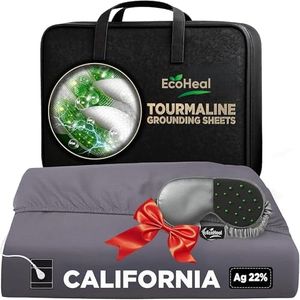 Luxury Tourmaline Grounding Sheets California 20% Silver Fiber, 76% Tourmaline Cotton, 4% Silk, SGS Quality Certified Grounded Well Bed Sheet - Conductive Earth Fitted Sheet for Better Sleep, Grey