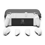 Skull & Co. NeoGrip Bundle for Nintendo Switch OLED and Regular Model: An Ergonomic Grip Hard Shell with Replaceable Grips [to fit All Hands Sizes] [with Carrying Case] - OLED White