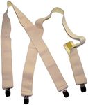 Holdup Traditional Style Tan 2" Under-Ups Suspenders for Men with USA Patented Metal "No-Slip" clips