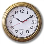 8" Silent Decor Wall Clock Non Ticking Wall Clock Vintage Gold Metalic Looking Easy to Read Wall Clock for Home/School/Hotel/Office