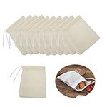 12Pack Reusable Drawstring Cotton Soup Bags, Straining Herbs Cheesecloth Bags, Soup Gravy Broth Stew Bags,Coffee Tea Brew Bags, Bone Broth Brew Bags(3 x 4 Inches)