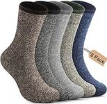 Annsuki 5 Pack Mens Thermal Wool Socks for Winter Warm Merino Socks Thick Hiking Socks for Camping Cozy Socks for Man Size Fits 6-11