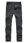 YSENTO Women's Snow Pants Insulated Waterproof Winter Fleece Lined Hiking Cargo Work Skiing Pants Dark Grey L