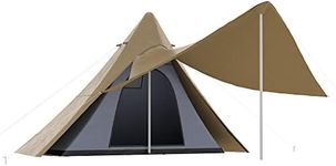 Outsunny 15.4'x15.4'x8.5' Teepee Tent, Waterproof Camping Tent with Porch Area, Floor and Carry Bag, for 2-3 Person Outdoor Backpacking Camping Hiking, Coffee