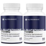 Nutrawave HIGHEST POTENCY AVAILABLE L-Glutathione 700mg (per capsule) Supplement - Powerful Antioxidant Supports Liver Detox, Cell Tissue Repair, Skin & Immune Health - Non-GMO, Soy & Gluten Free, 60 Capsule