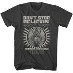 American Classics Journey Don't Stop Believin' Detroit '80 Adult Short Sleeve T Shirt Vintage Style 80s Music Graphic Tees, Smoke, Large