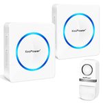 Wireless Doorbell, KooPower 1600FT Long Range Door Bells Chime, [Self-Generating Power] Waterproof Door Bell 1 Push Button (No Battery Required) and 2 Plug-in Receivers with LED Flash, 58 Melodies