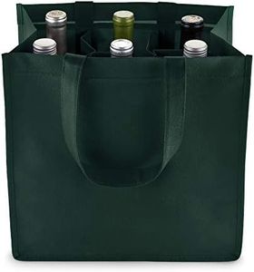 True Wine Shopping Bag 6 Bottle with Bottle Divider Insert, Bottle Carry Bag, Shopping Bag for Wine Bottles, Bottle Tote, Reusable, Green