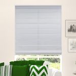 CALYX INTERIORS Fabric Roman Shade with White Backing, Light Filtering, Cordless, 22"W X 60"H, Light Gray