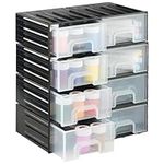 Navaris Small Parts Organiser with 8 Large Drawers - Sorting Box Made of Plastic - Screw Organising System - Box for Workshop Accessories - Assortment Box Black