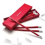 That's My Pencil - Personalised Pencils in a box - Personalised with Name embossed in silver 12 Premium Quality German Made Pencils (Red)