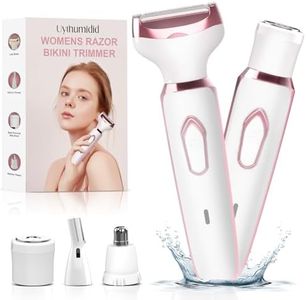 Electric Razor - Shaver for Women, Uythumidid Painless Body Hair Trimmer and Facial Hair Removal Kit, USB Rechargeable Ladies Bikini Trimmer for Face Arm Leg Bikini Underarm, Portable (White)