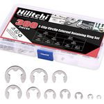 Hilitchi 300-Pcs 304 Stainless Steel E-Clip Circlip External Retaining Ring Assortment Set