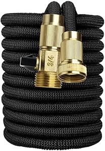 BINDAN Upgraded Best Expandable Garden Hoses, 25/50/75/100 FT No-Kink Flexible Water Hose, 3/4 Inch Solid Brass Fittings and Double Latex Core, Lightweight Easy Storage (25FT, Black)