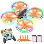 i9C Drone with Camera for Kids Adults, Christmas Gifts Toys FPV Drone for Boys Girls,Cool Stuff RC Quadcopter with Colorful Lights,Headless Mode,Gravity Sensor,Voice/Gesture Control and 2 Batteries