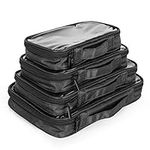 Damero Clear 4pcs/set Travel Packing Cubes, Electronic Accessories Organizer Case, Stylish and Functional, Perfect Size for Cables, Medicines, Makeup, Sewing Kits, Black