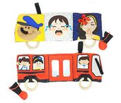 The Wheels on The Bus Baby Touch and Feel Soft Activity Book Cum Toy (Red, Yellow, Blue) - for Babies and Toddlers Sensory Activation, Motor Skills, Color Recognition, Nursery Rhymes, Activity Toy