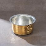 P-TAL Brass Patila for Cooking | 100% Pure Brass Round Heavy Bottom | Tapeli/Patila/Bhagona | Golden Brass Handi (5 Liter), Hammered, Polished Cooking Utensil