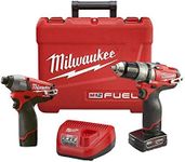 Milwaukee M12 FUEL 12V Li-Ion Brushless Cordless 1/2-inch Hammer Drill & Impact Driver Combo Kit (2597-22)