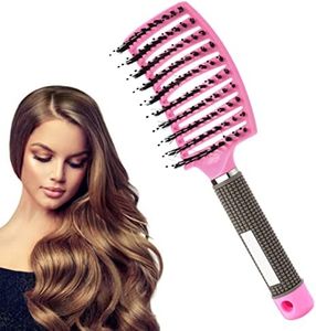 Reayou Boar Bristle Hair Brush,Curved & Vented & Fast Dry Detangling Hair Brush for Men Girls Women Wet, Long, Thick, Curly and Tangled Head Massage Hair Styling Hair Blow Drying Brush