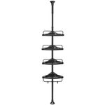 SONGMICS Shower Corner Shelf, 4-Tier Bathroom Shower Shelf, 85-305 cm Adjustable Shower Caddies, Bathroom Organiser, Black BCB001B01