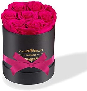 NATROSES Preserved Real Roses in a Box, Roses That Last Up to 3 Years, Long Lasting Roses Gifts for Her, Birthday Gifts for Women (Hot Pink)