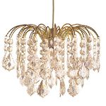 Britalia Gold Frame & Clear Acrylic Beads 4 Tier Vintage Easy Fit Waterfall Pendant Light Shade 35cm | None Electric Retro Ceiling Light | Fits E27 B22 E14 B15 Lampholders