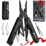 BIBURY Multitools, EDC Mini Pocket Tool, Foldable Pliers with Window Breaker, Multi Tool for Emergency and Daily Use, Birthday Gifts for Men Women, EDC Gadgets Stocking Fillers Gifts for Men Dad-Black