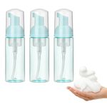 Abeillo 3 PCS Green Foam Dispenser Bottle, 2 OZ/60 mL Foam Soap Dispenser, Small Foaming Pump Dispenser Bottle, Travel Size Refillable Soap Foaming Pump for Lash Cleanser Hand Soap Shampoo