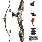 SinoArt 56" Recurve Bow with 30" Max Draw 30 35 40 45 50lb Draw Weight Right Hand Outdoor Hunting Bows&Arrows Archery Set (30Lbs, Camo)